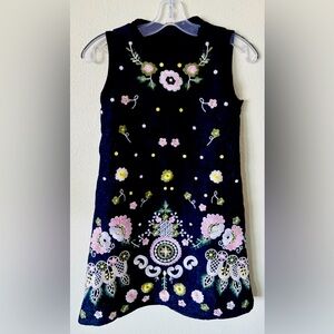 Boutique Black Floral Embroidered Midi Dress Size Medium